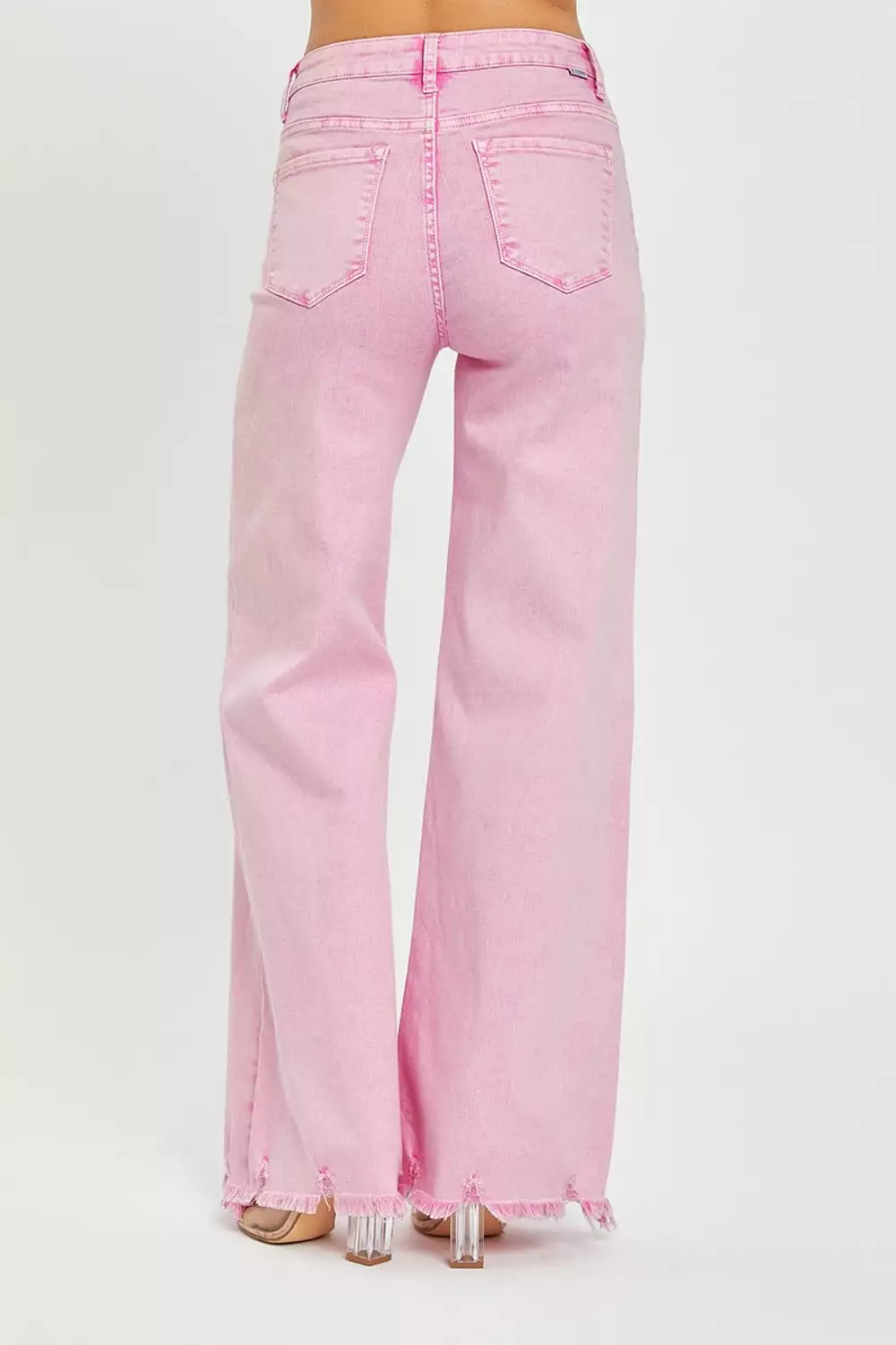 Acid Pink High Rise Wide Leg Jeans