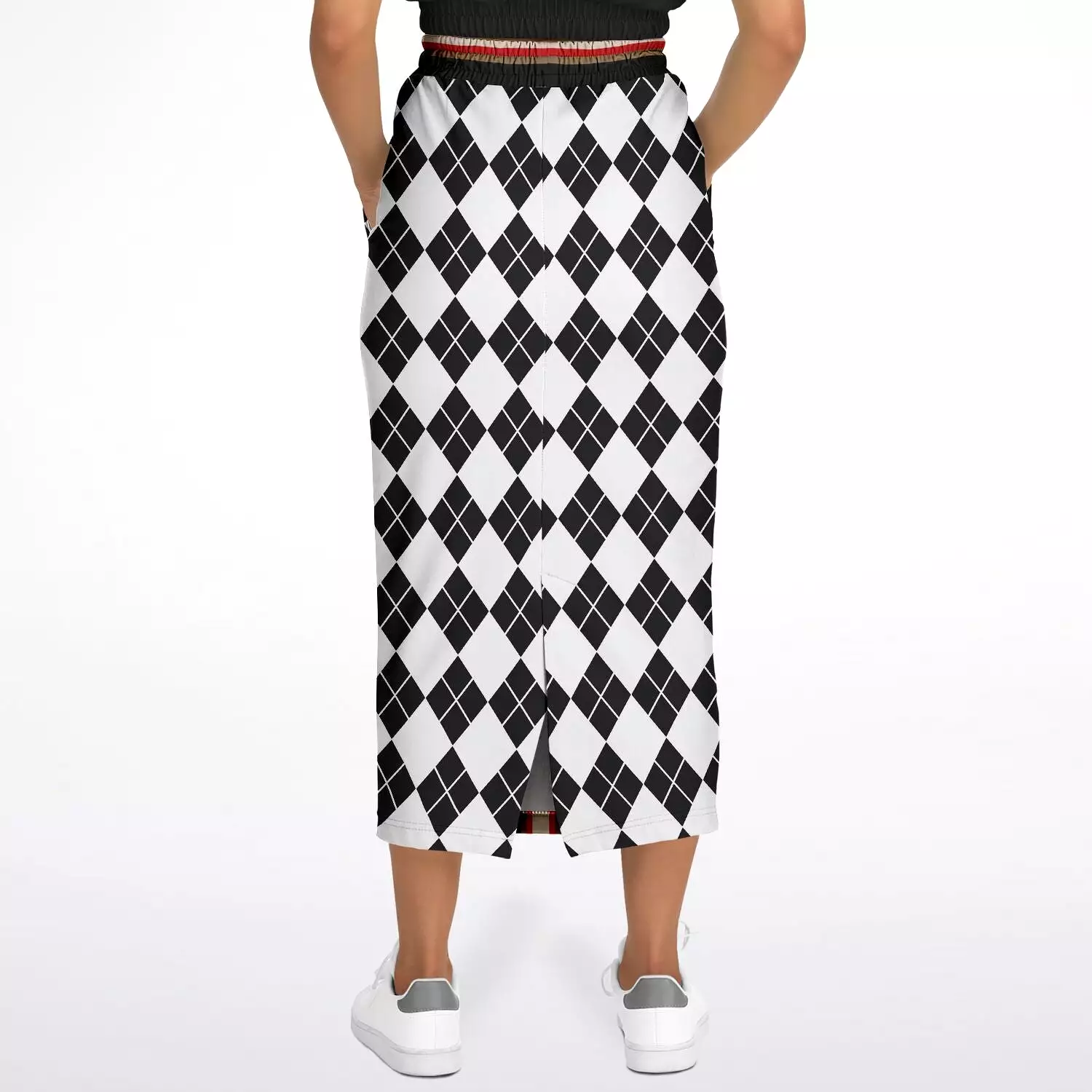 Argyle Me Eco-Poly Long Pocket Skirt - Black