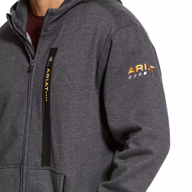 'Ariat' Men's Rebar Workman Full Zip Hoodie - Charcoal Heather