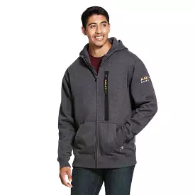 'Ariat' Men's Rebar Workman Full Zip Hoodie - Charcoal Heather