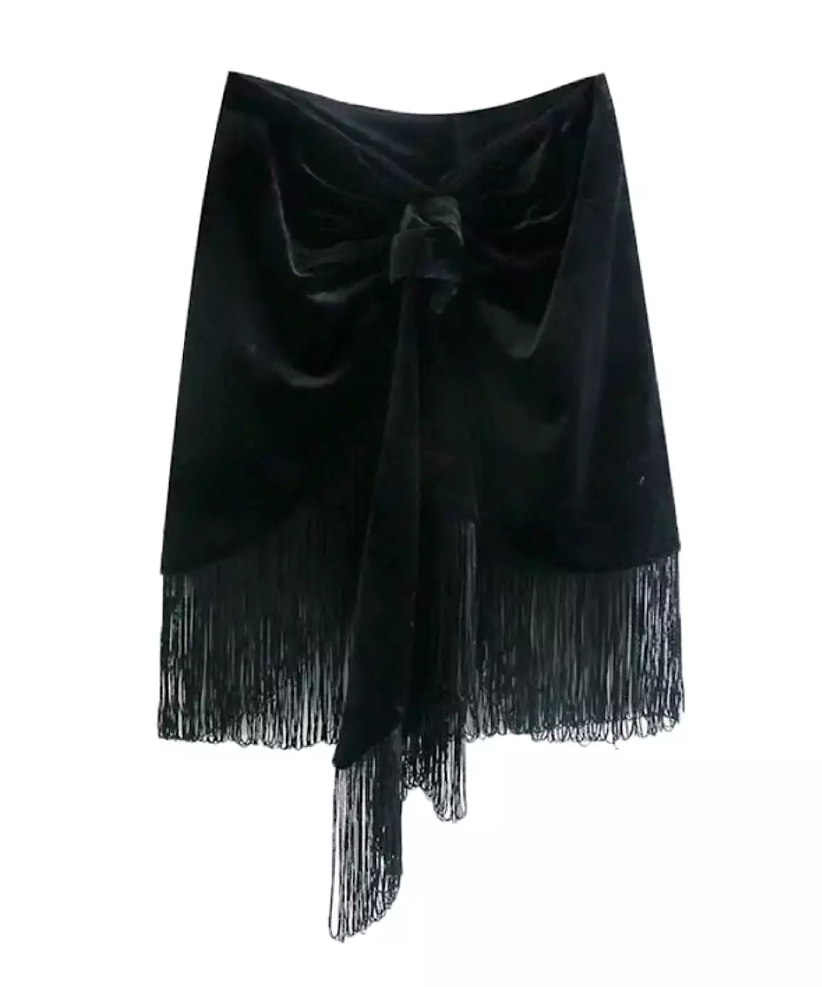 Asymmetrical Hem Tassel Detailed Mini Skirt