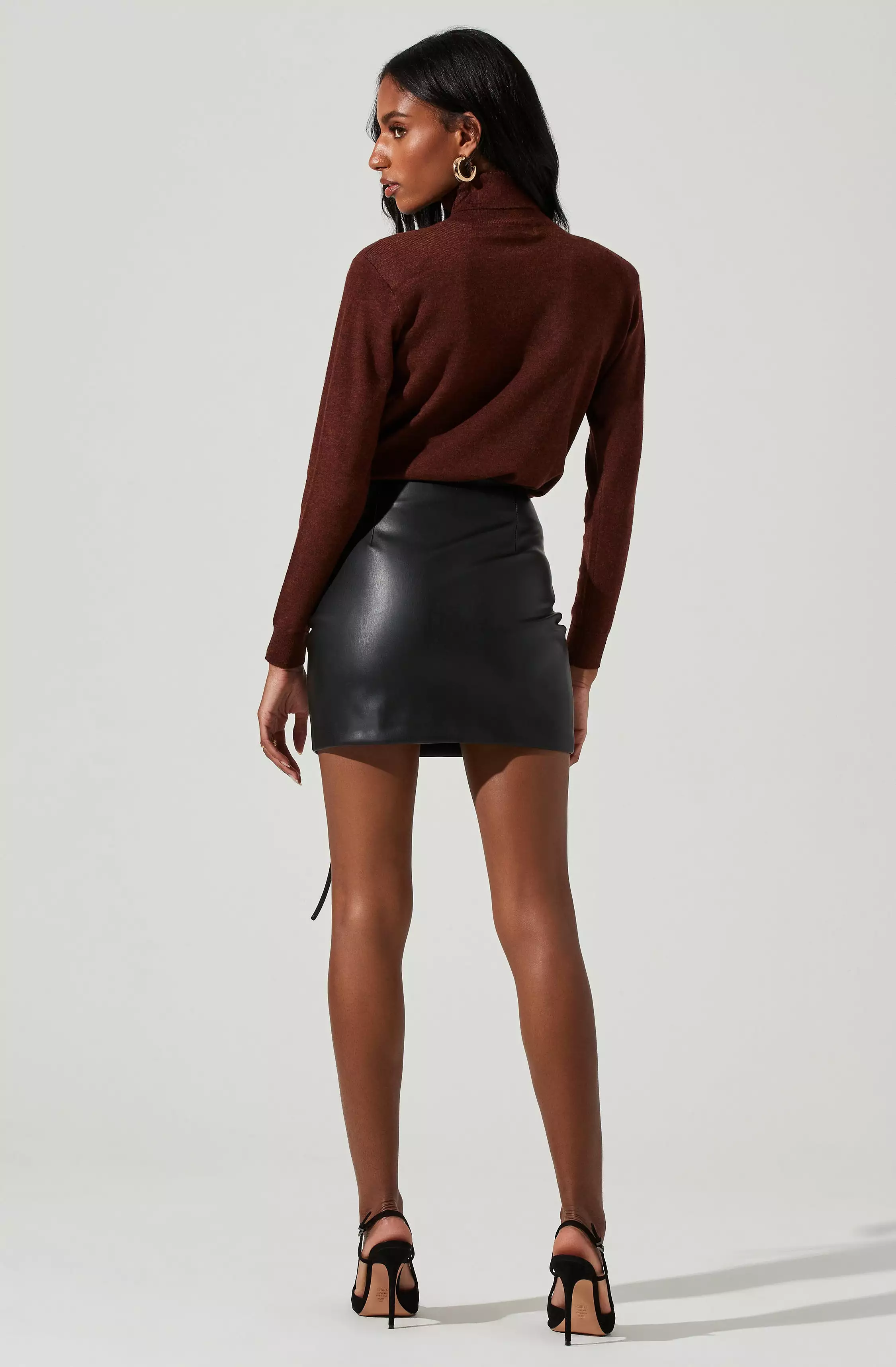 Atwell Faux Leather Lace Up Mini Skirt