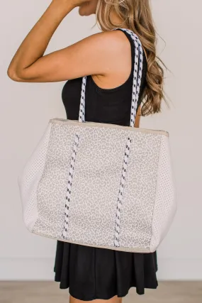 Be Limitless Leopard Print Tote Purse- Beige & Ivory