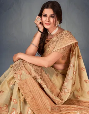 Beige Cotton Saree