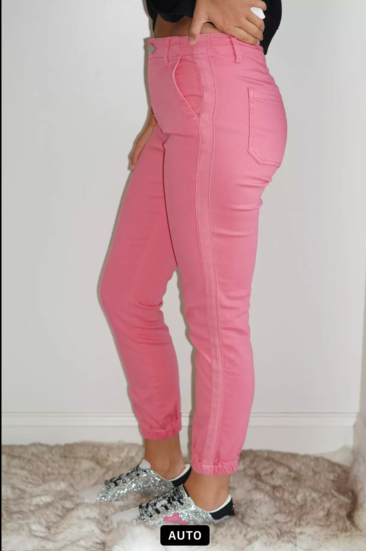 Belle High Rise Pink Jogger Jeans