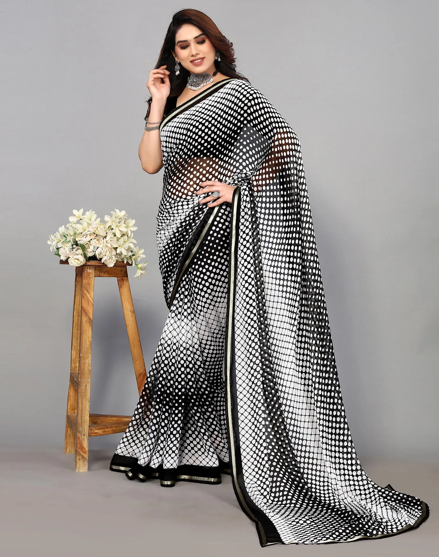 Black Chiffon Saree