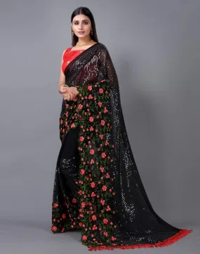 Black Embroidery Saree