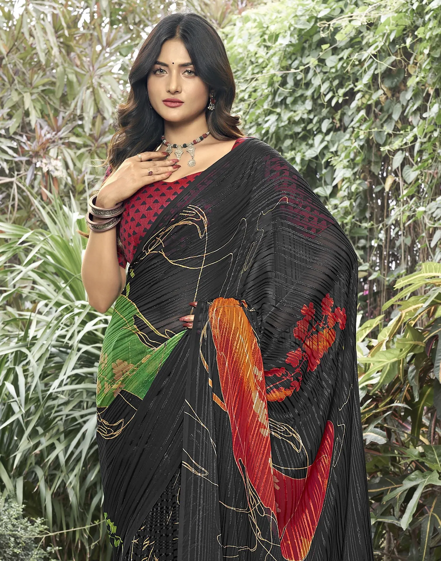 Black Printed Saree