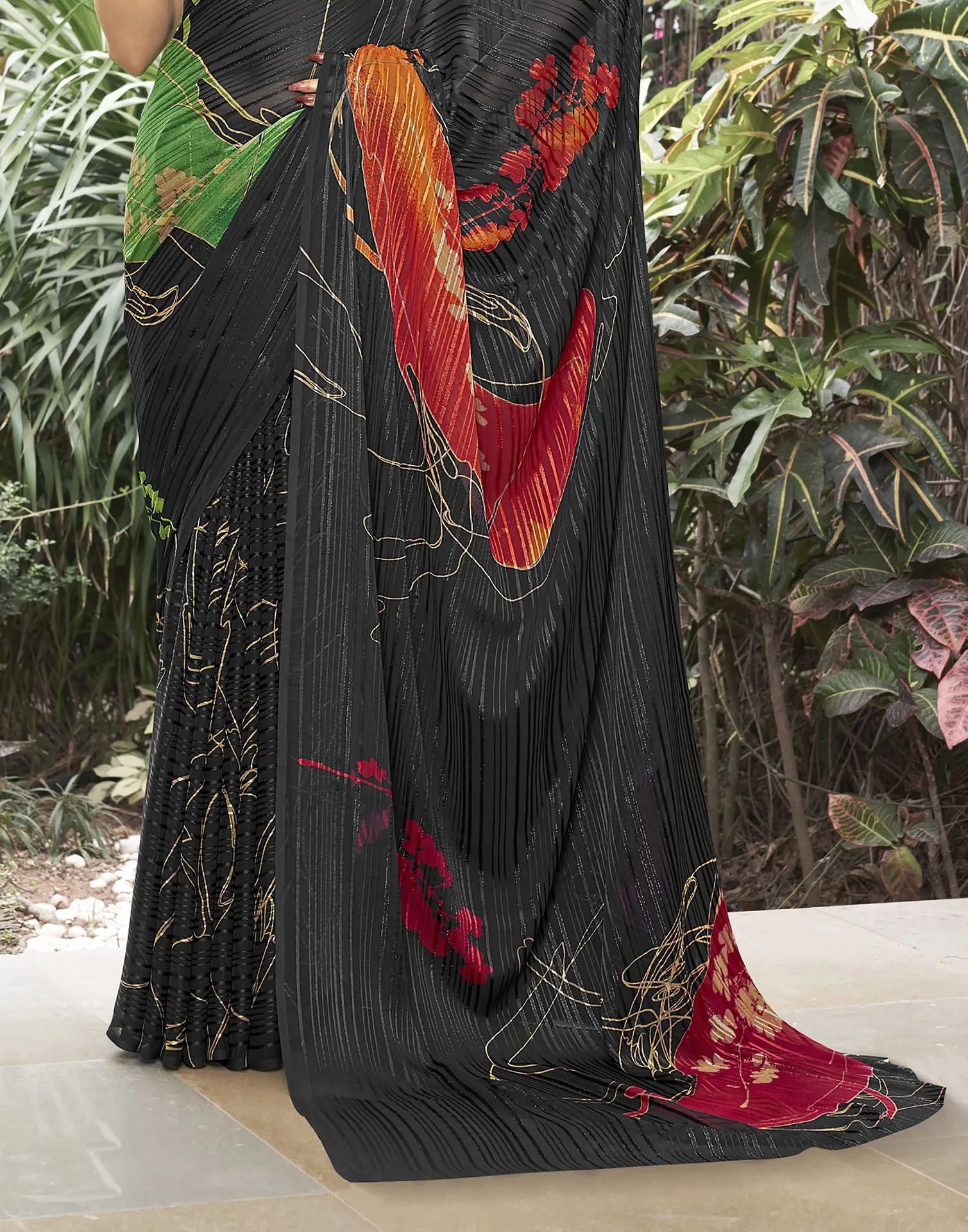 Black Printed Saree