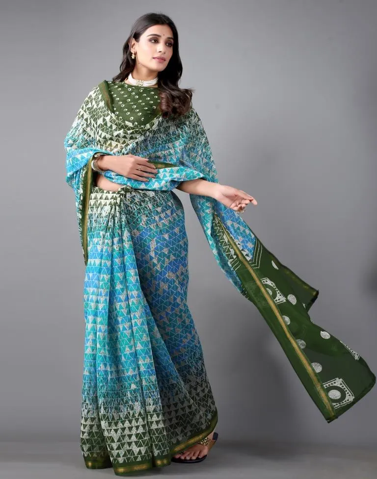 Blue Cotton Saree