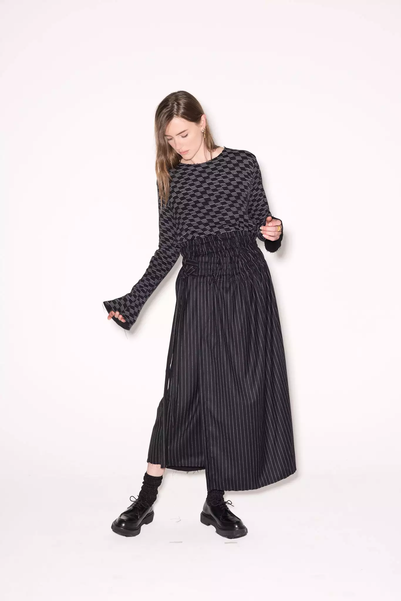 Breathe Skirt | Black Pinstripe