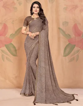 Brown Printed Saree