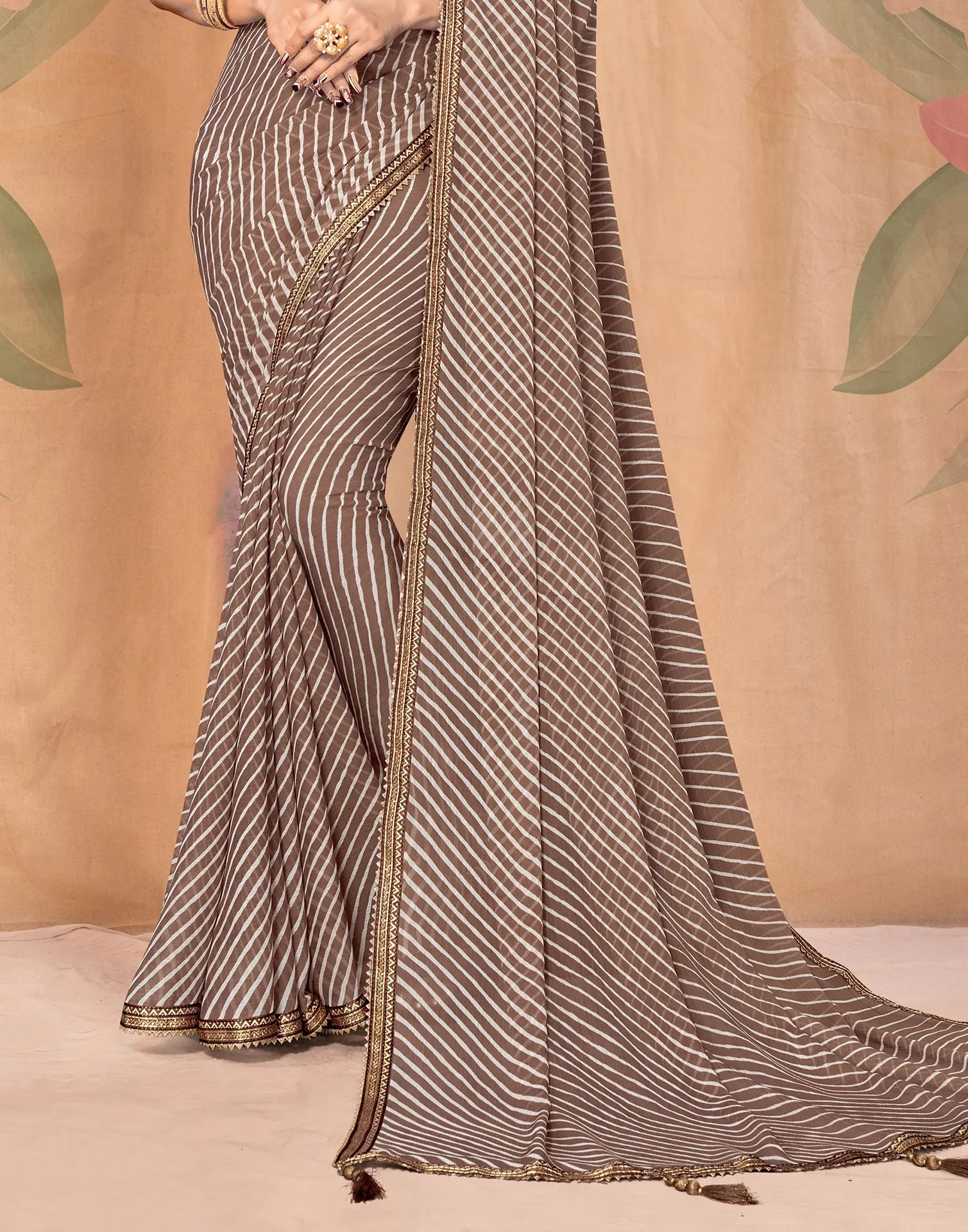 Brown Printed Saree