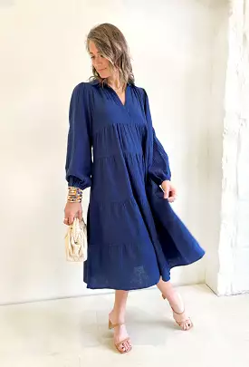 California Breeze Midi Dress in Navy