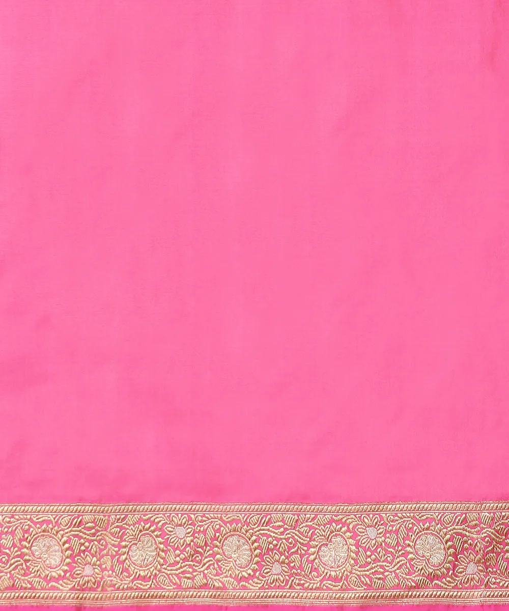 Candy Pink Handloom Pure Katan Silk Banarasi Saree with Sona Rupa Jaal