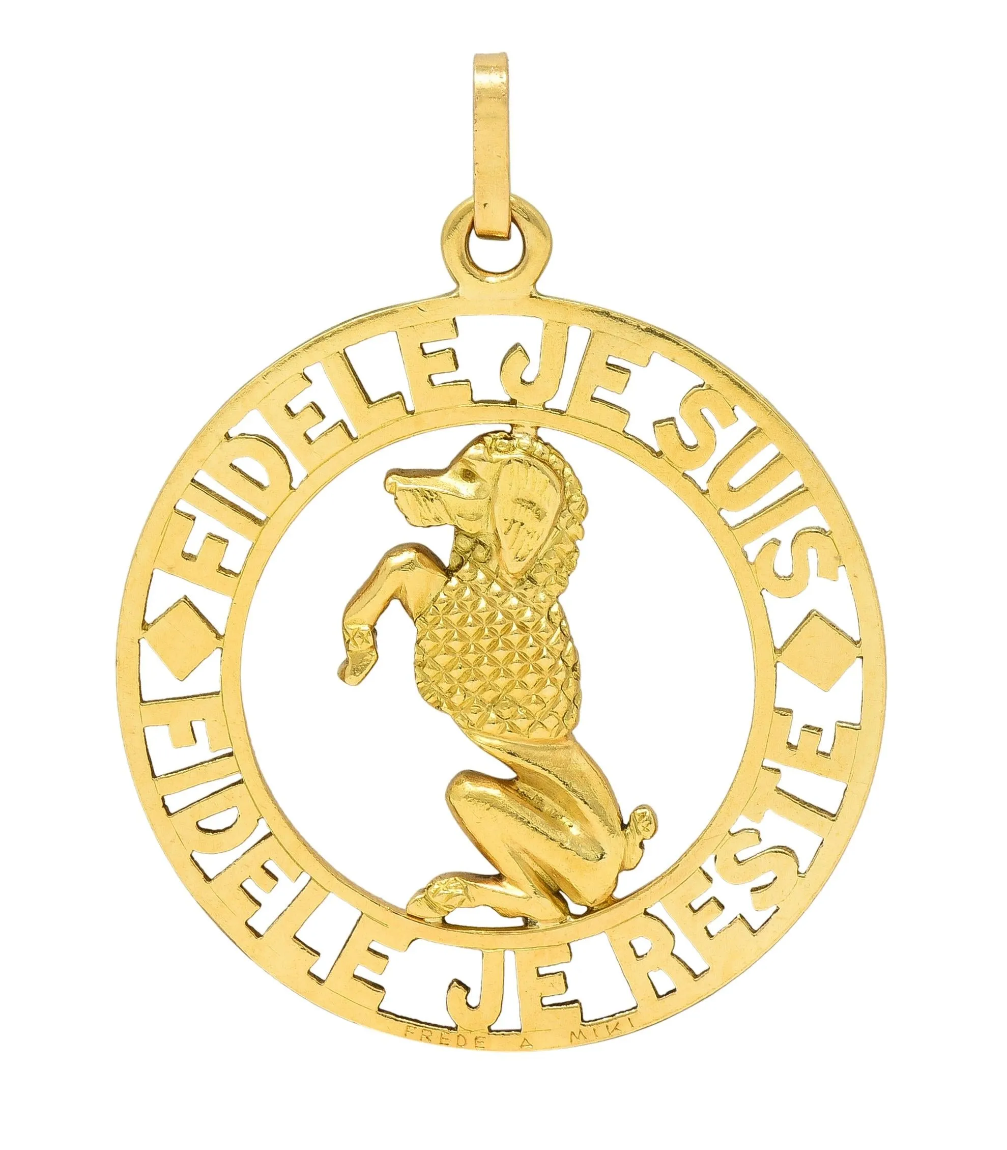 Cartier Paris 1950's 18 Karat Yellow Gold Vintage Faithful Poodle Dog Pendant Charm