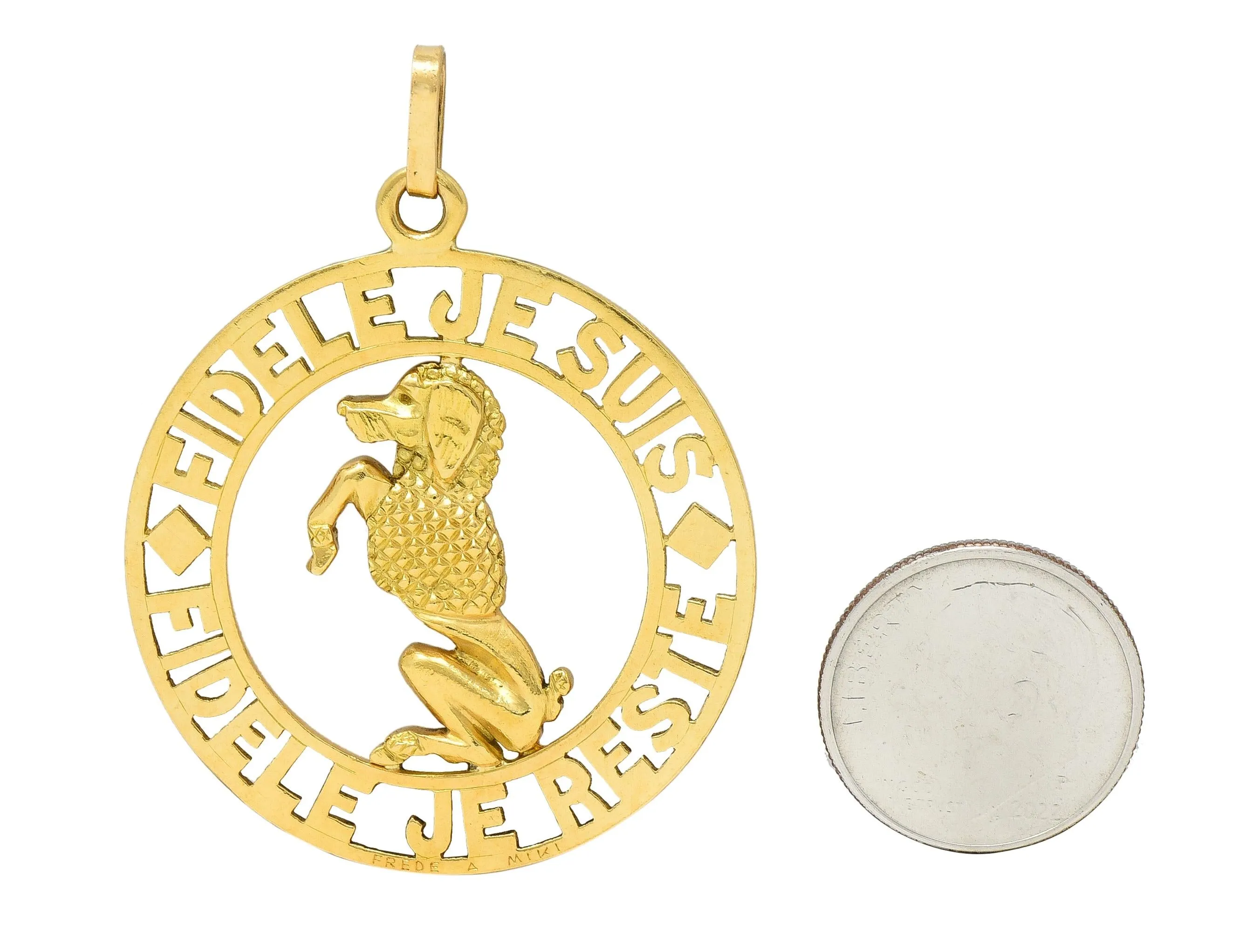 Cartier Paris 1950's 18 Karat Yellow Gold Vintage Faithful Poodle Dog Pendant Charm