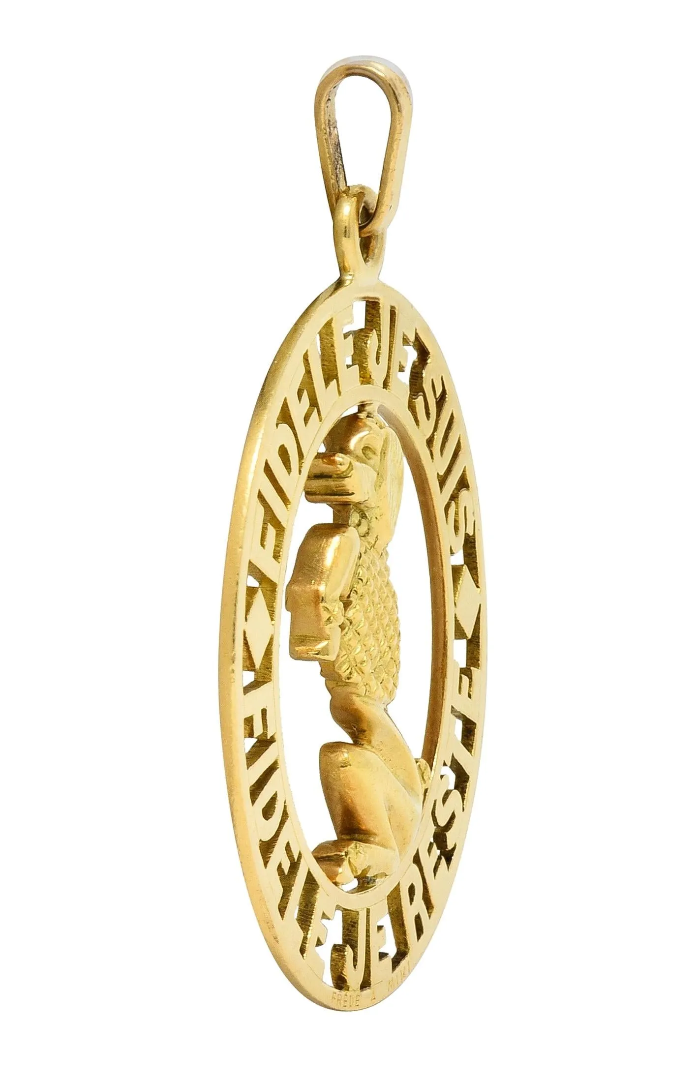 Cartier Paris 1950's 18 Karat Yellow Gold Vintage Faithful Poodle Dog Pendant Charm