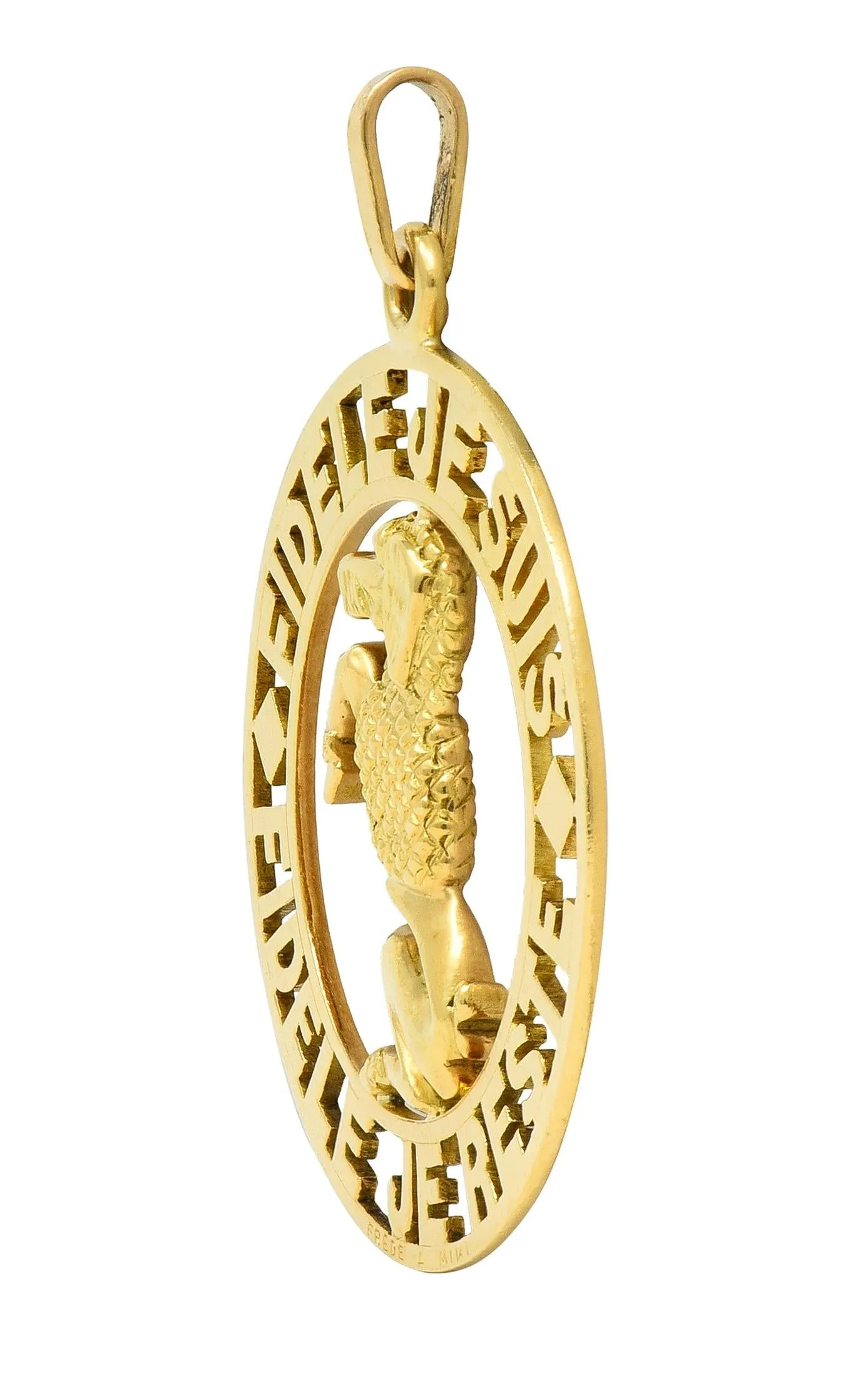 Cartier Paris 1950's 18 Karat Yellow Gold Vintage Faithful Poodle Dog Pendant Charm