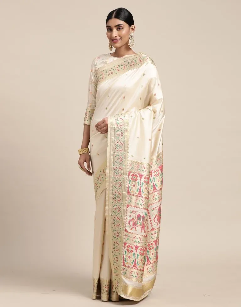 Cream Silk Saree