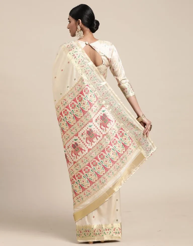 Cream Silk Saree