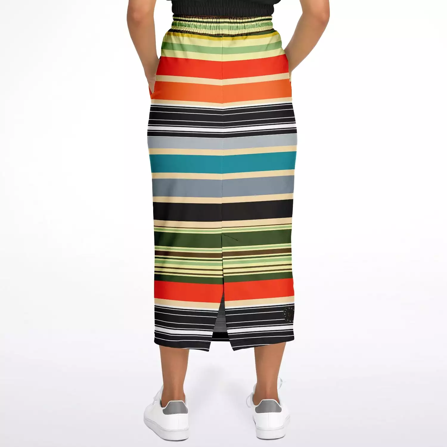 Dance Steps Striped Eco-Poly Long Pocket Skirt