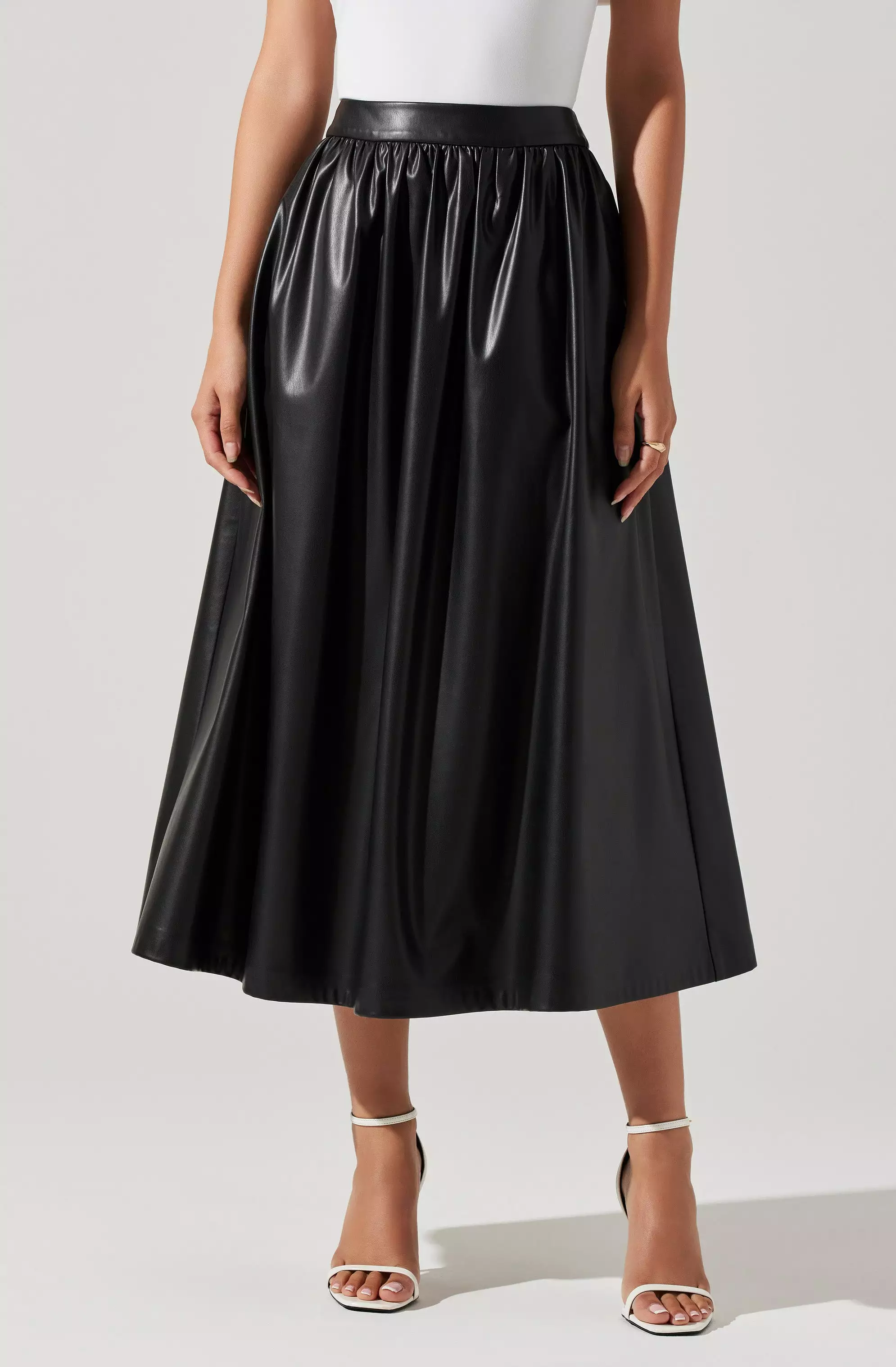 Diandra Faux Leather Midi Skirt