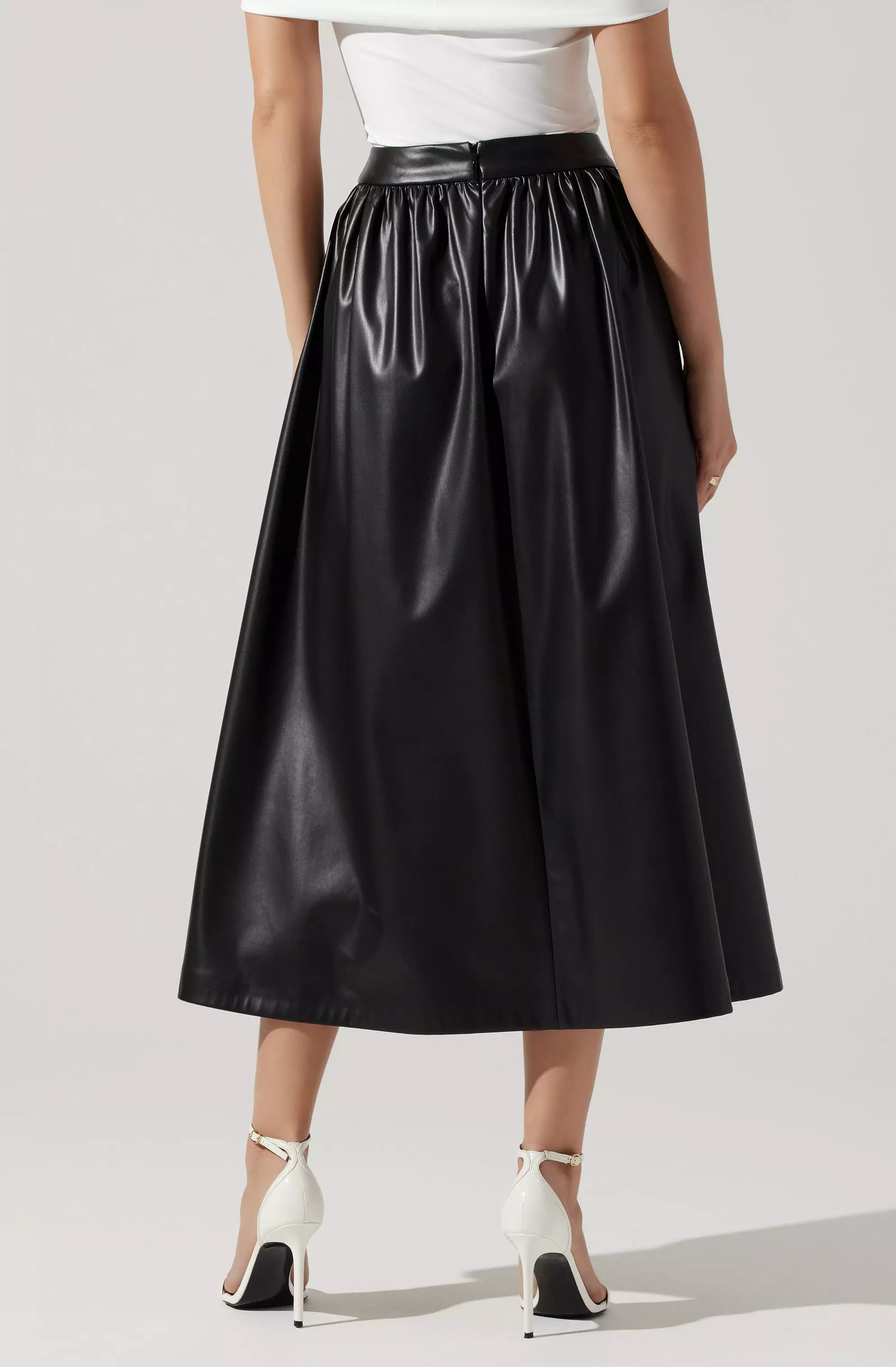 Diandra Faux Leather Midi Skirt