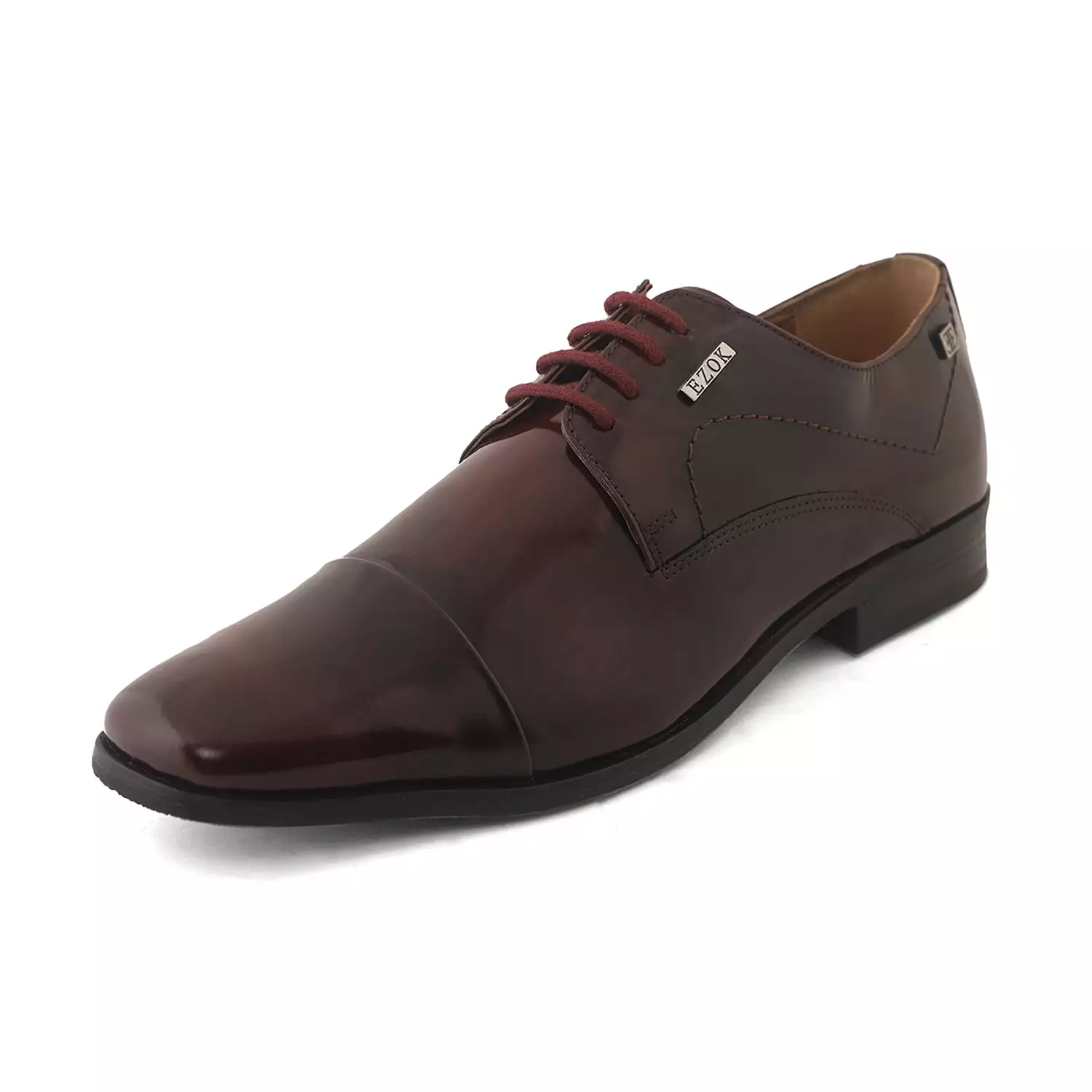 Ezok Brown Formal Cap Toe Leather Derby Shoes