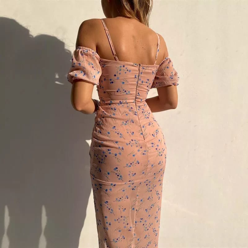 Floral Print Backless Dress