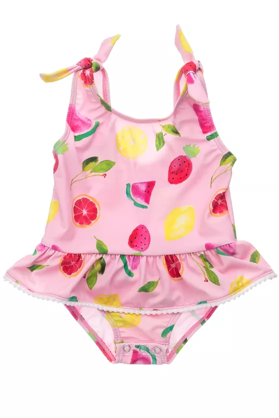 Fruit fiesta bow strap skirt swimsuit