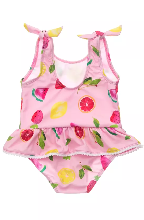 Fruit fiesta bow strap skirt swimsuit