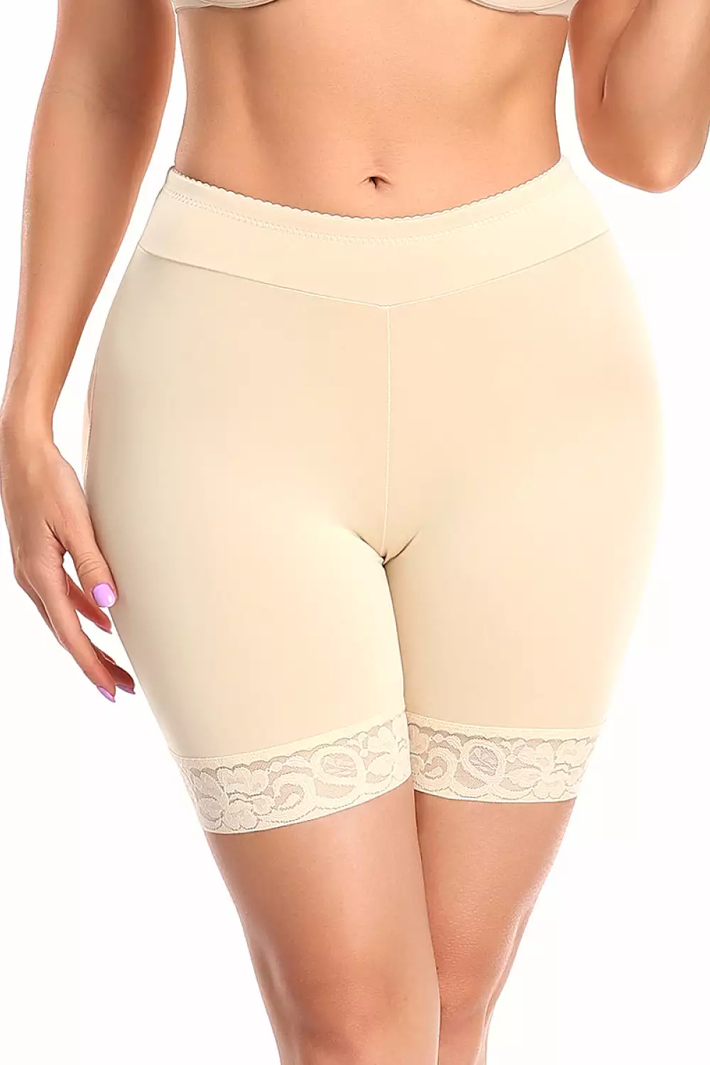 Full Size Lace Trim Lifting Pull-On Shaping Shorts