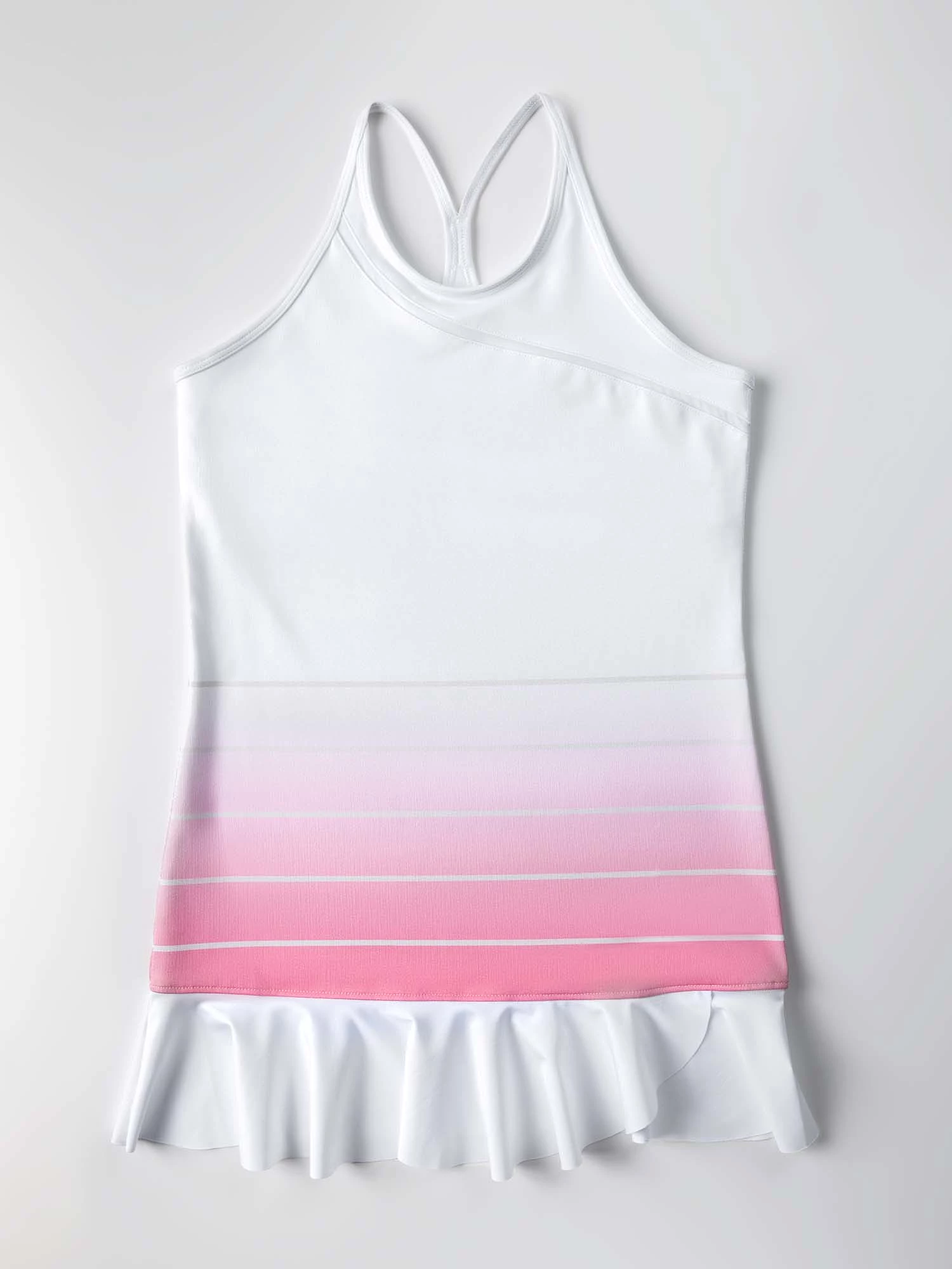 Girls Strappy Tennis Flounce Dress - Plumeria Ombre