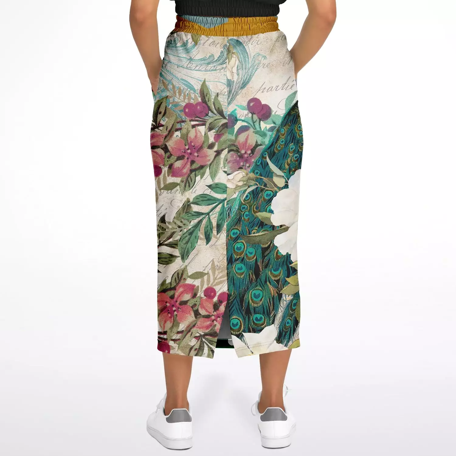 Green Peacock Eco-Poly Long Pocket Skirt