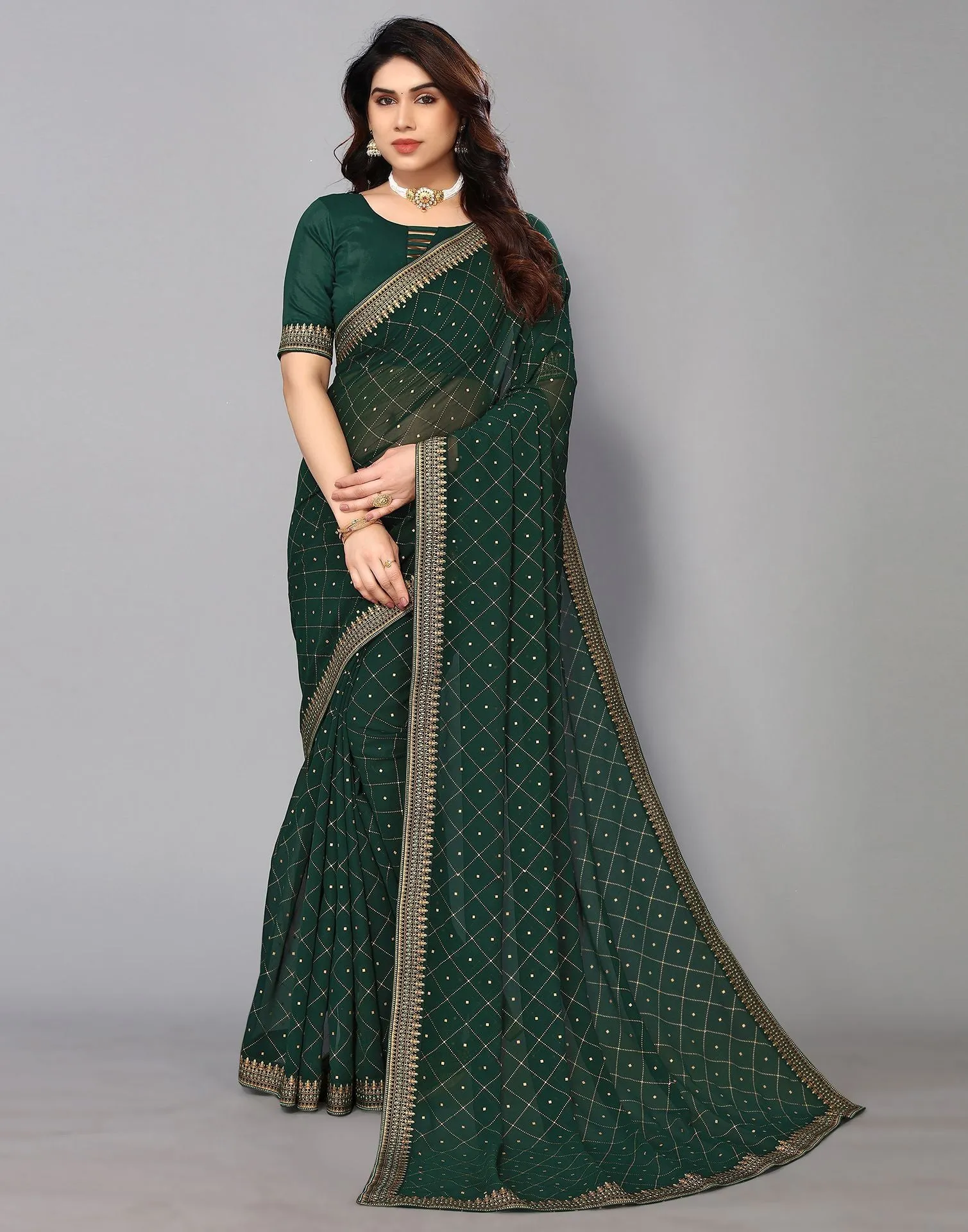 Green Printed Saree