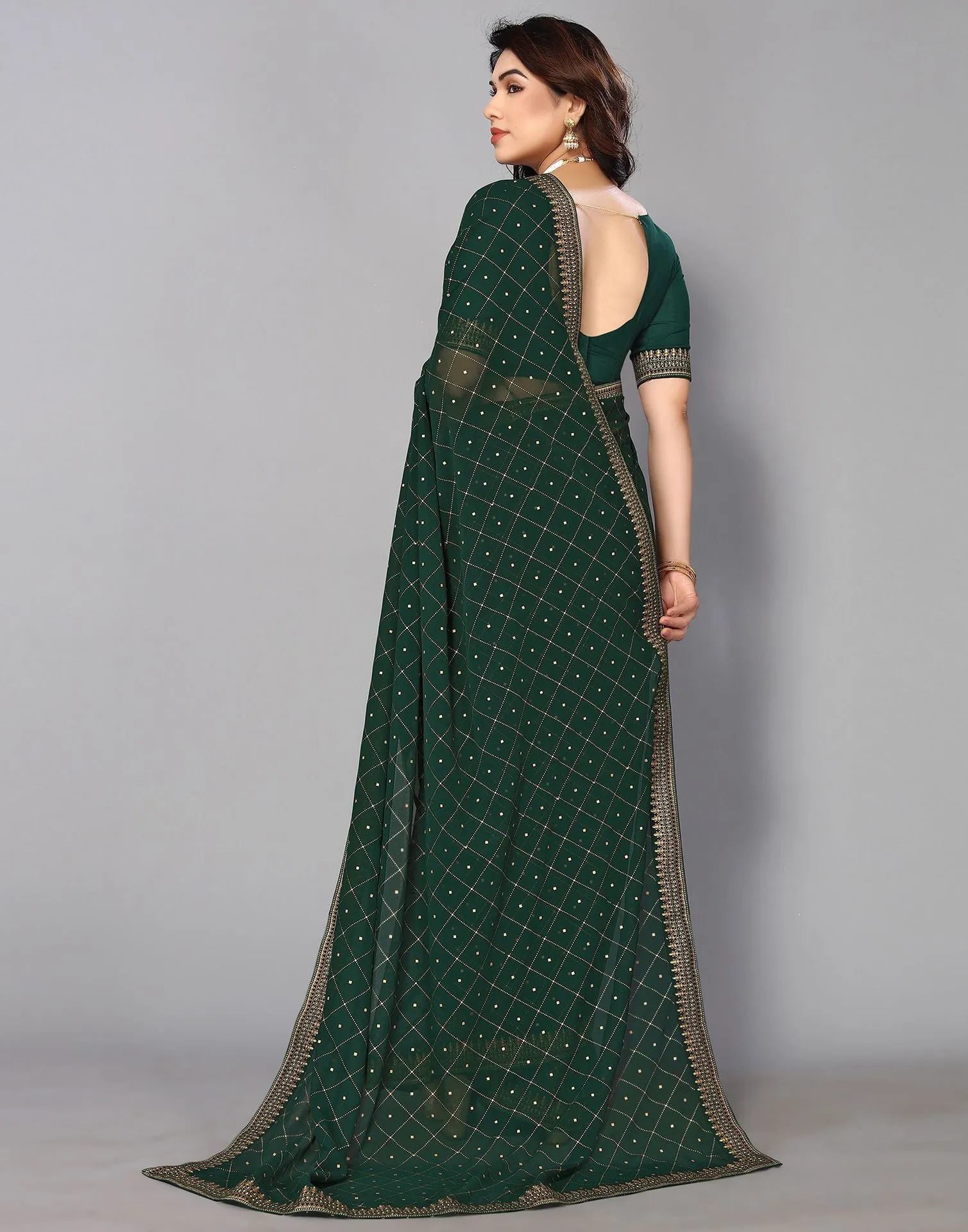 Green Printed Saree