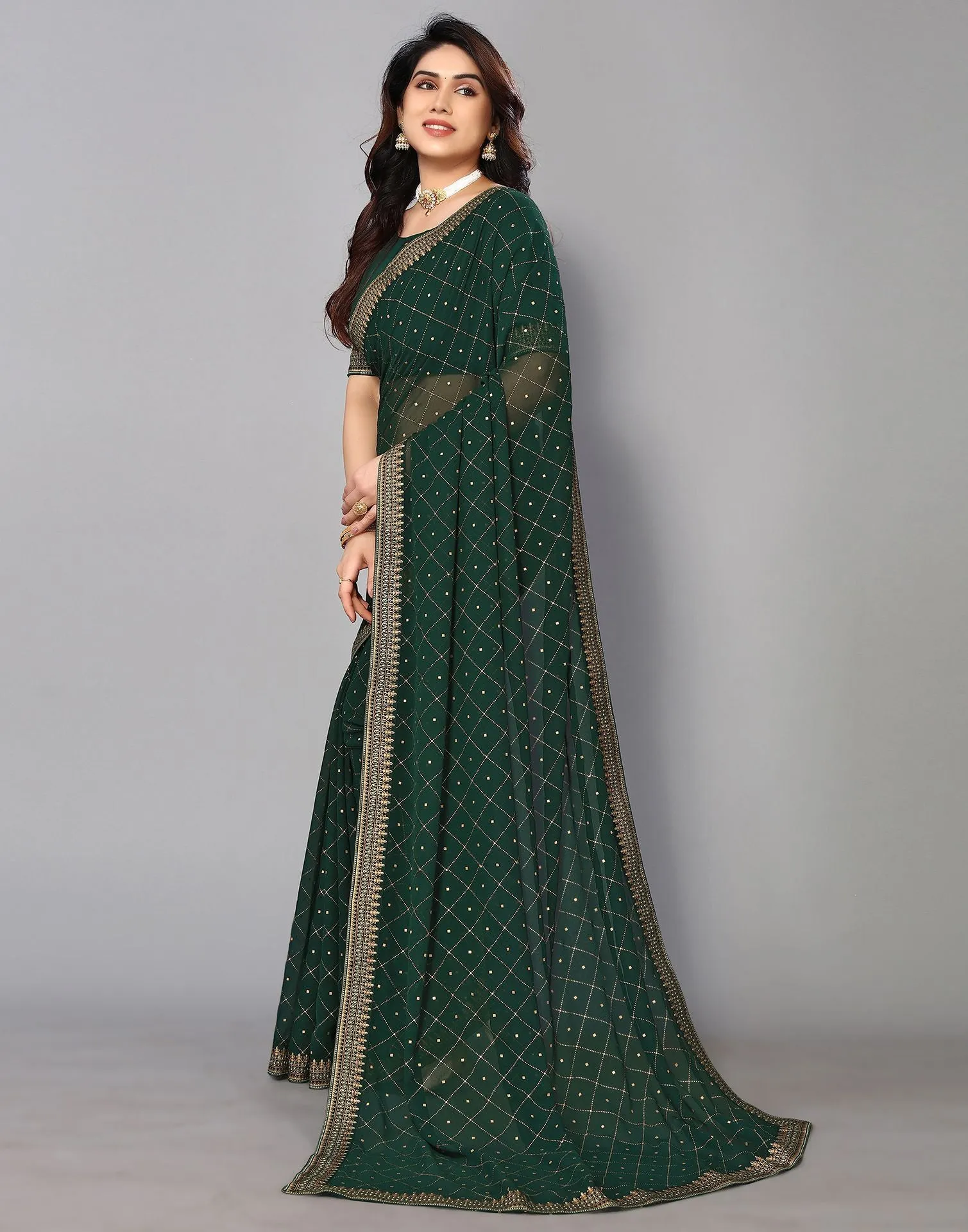 Green Printed Saree