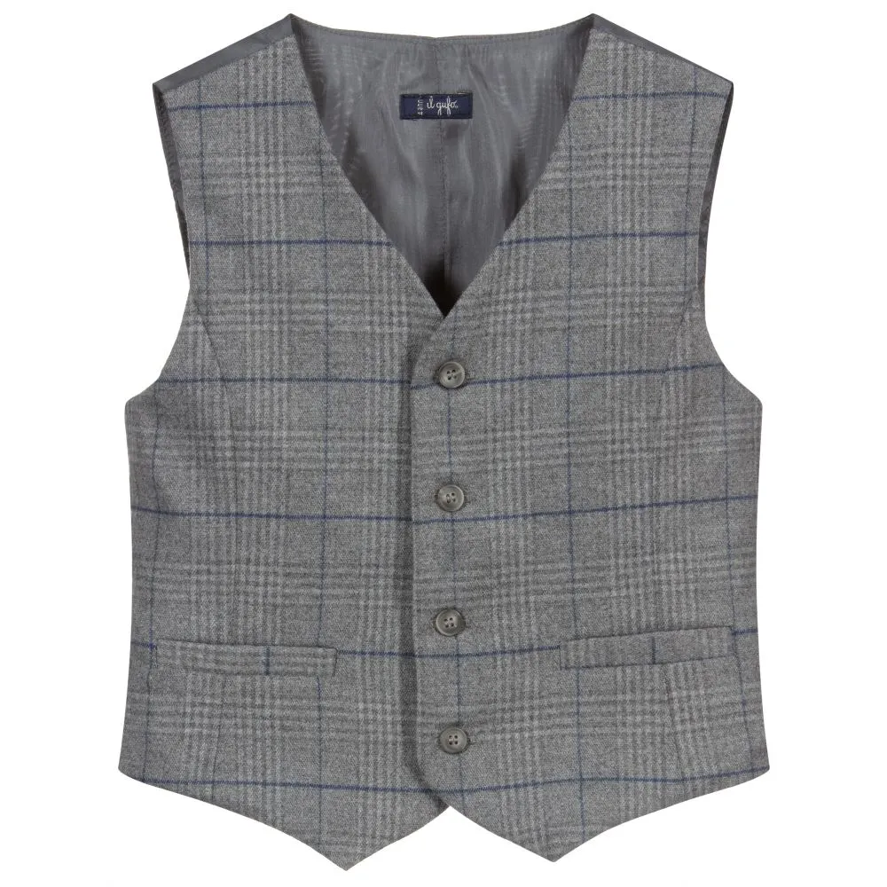 Grey Check Flannel Waistcoat