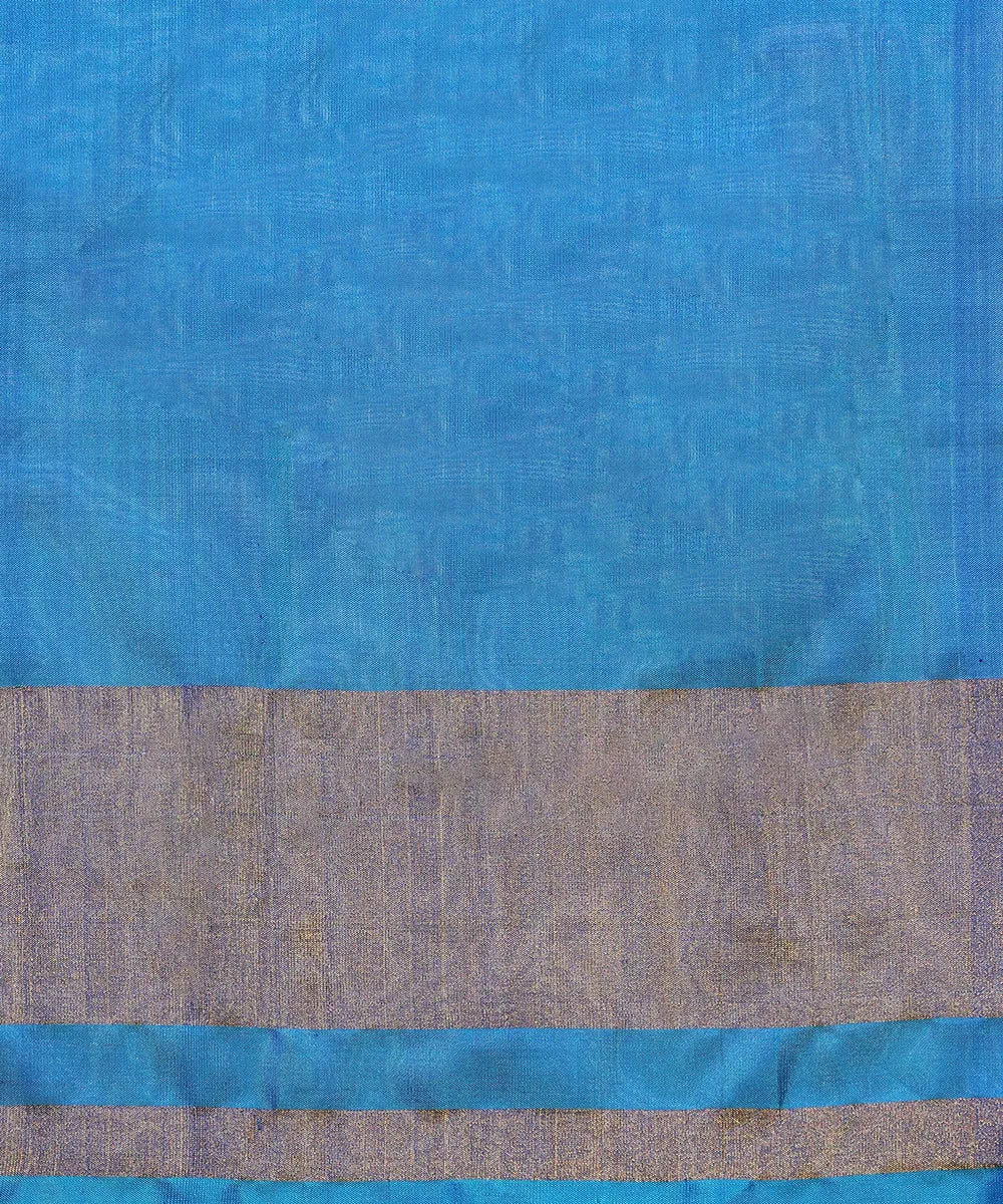 Handloom Electric Blue Pure Mulberry Silk Ikat Patola Saree With Tissue In Border