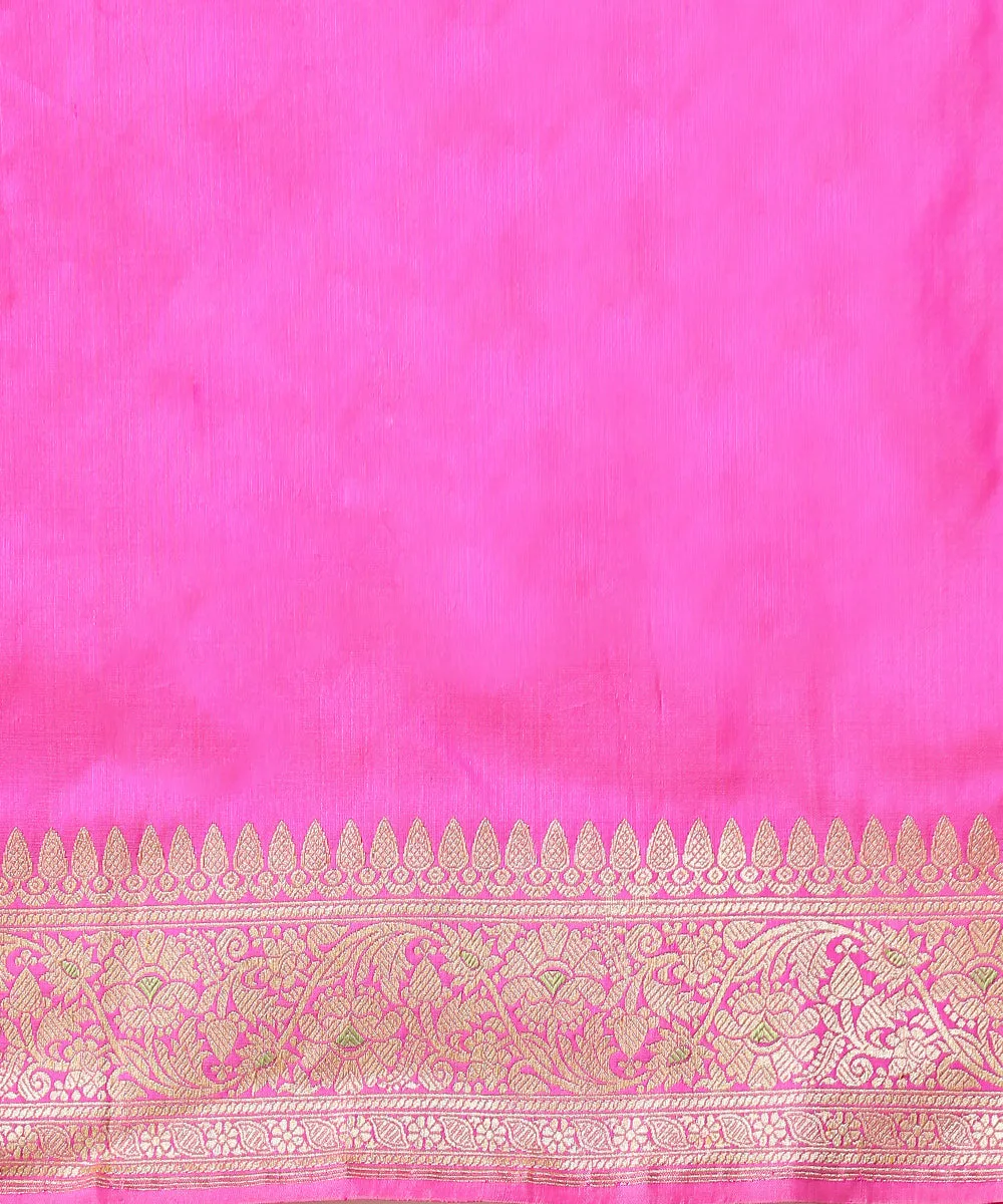 Handloom Pink Pure Katan Silk Banarasi Saree with Kadhwa Jaal