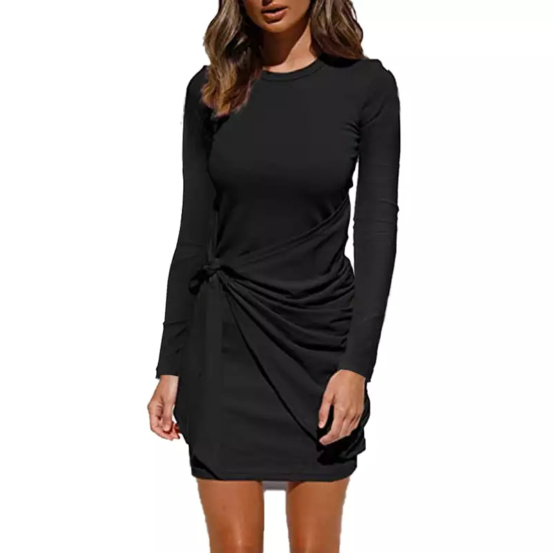 Haute Edition Long Sleeve Tie Waist Bodycon Cocktail Dress