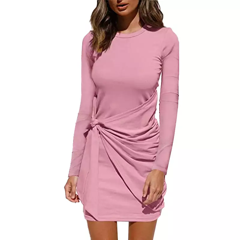 Haute Edition Long Sleeve Tie Waist Bodycon Cocktail Dress