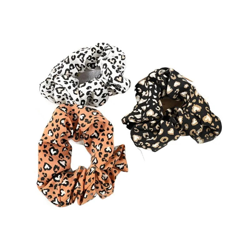 Heart Cheetah Print Scrunchie with zipper - 3 colors