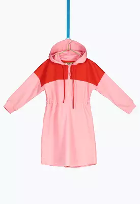 High Waist Color Block Hooded Dress