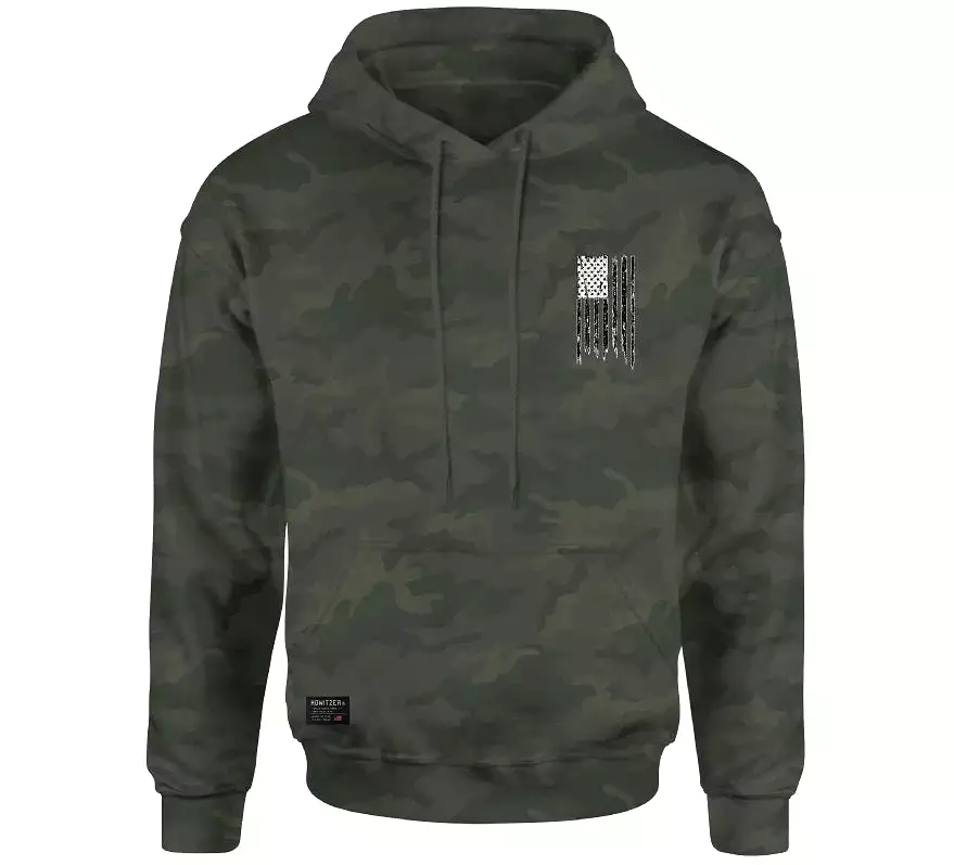 'Howitzer' Men's Pledge Flag Hoodie - Military Green Camo