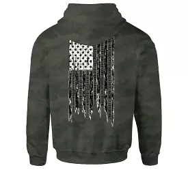 'Howitzer' Men's Pledge Flag Hoodie - Military Green Camo