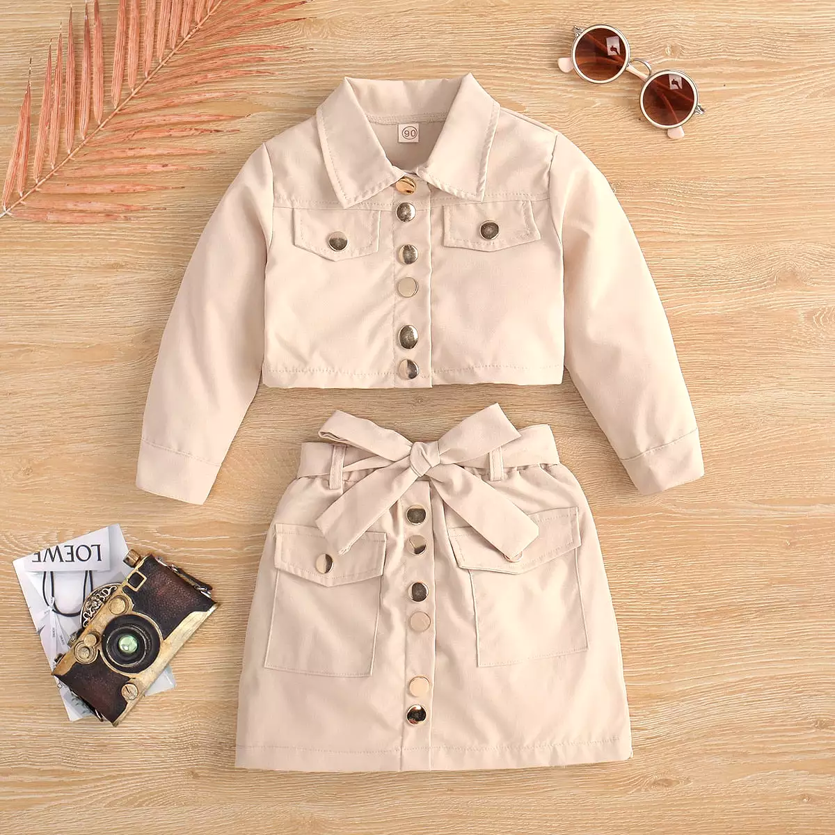 Jacket Top+Bowknot Skirt Suit