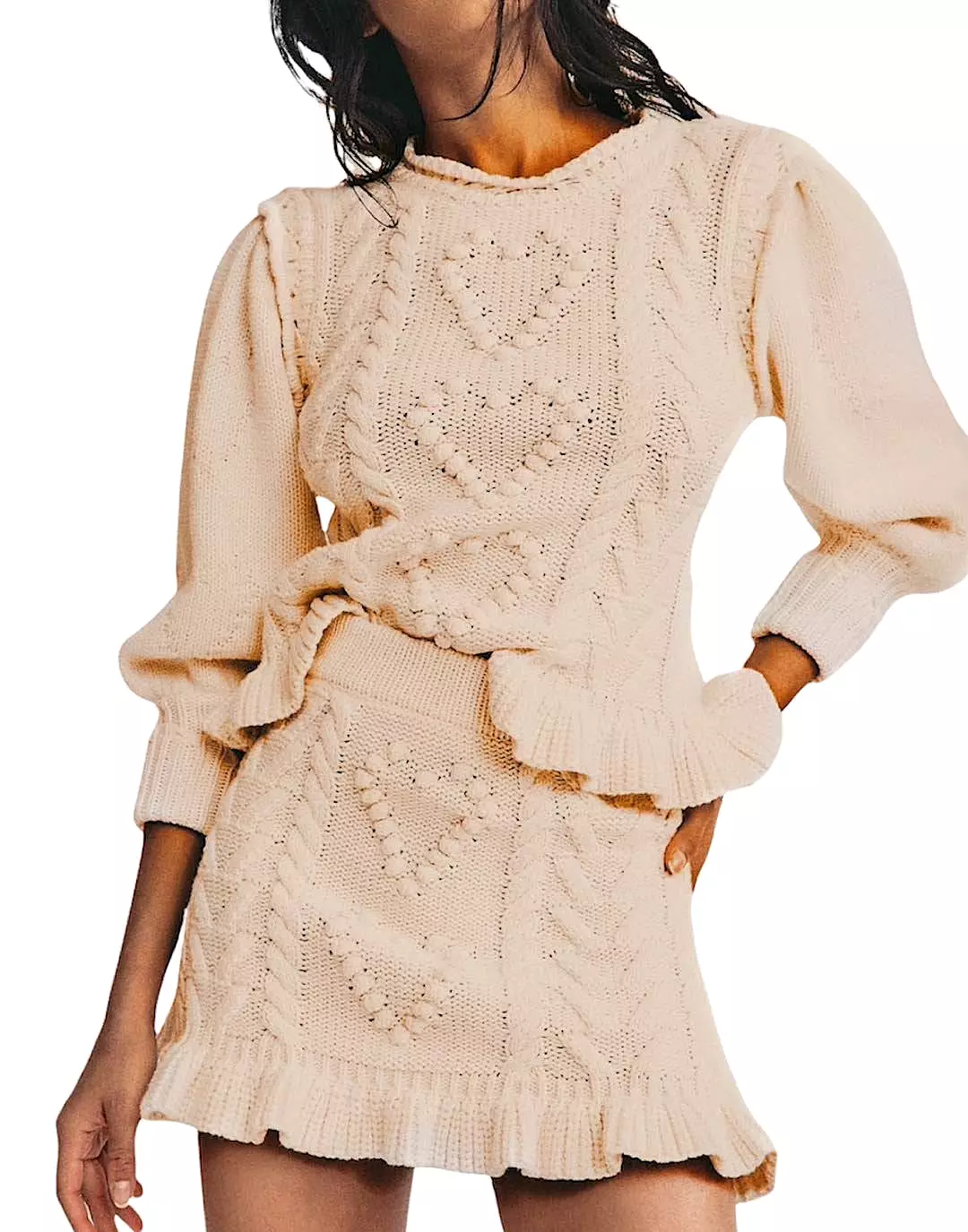 Knitted Pullover and Short Skirt Set