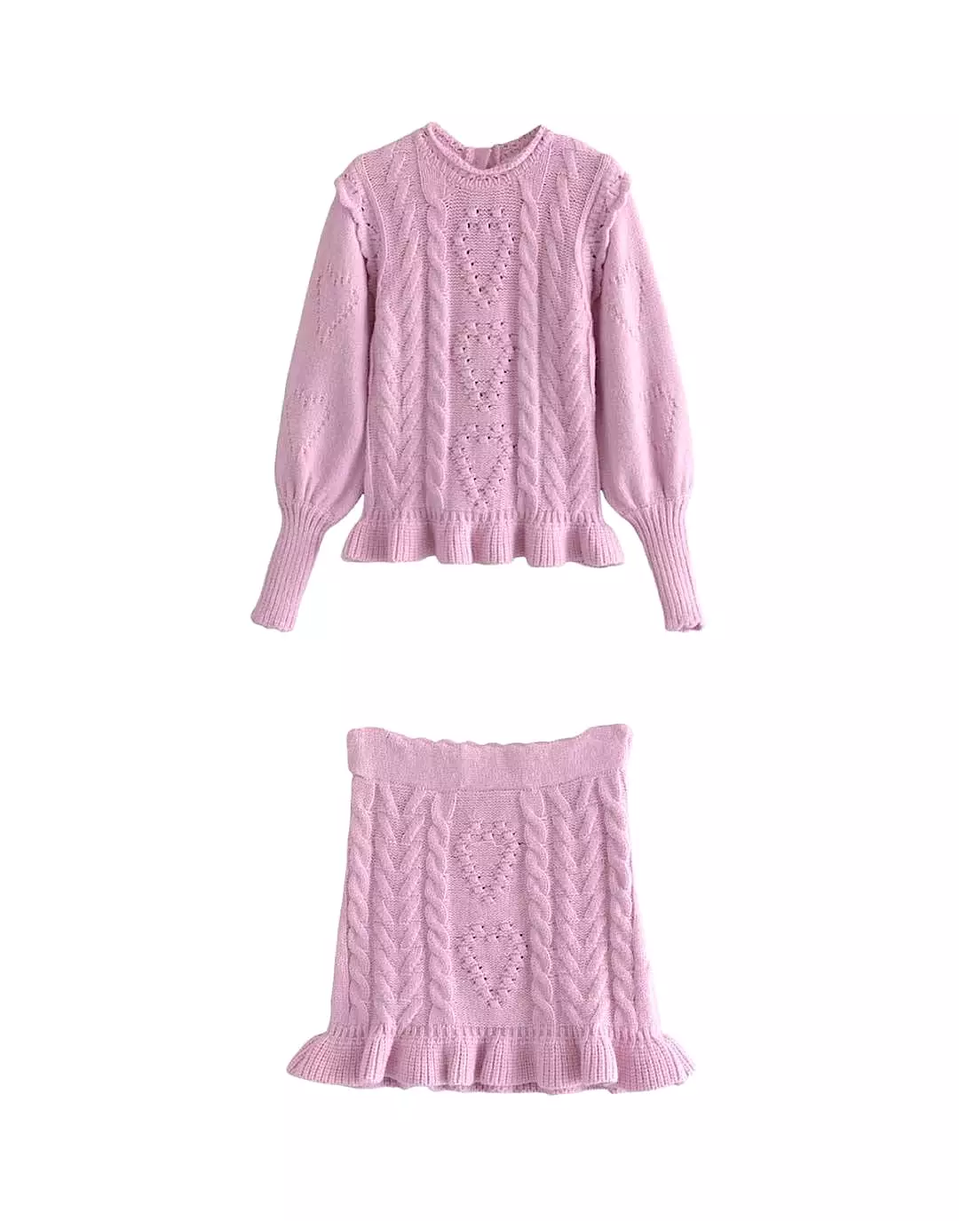 Knitted Pullover and Short Skirt Set